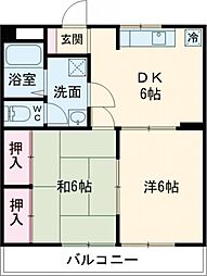 クリーンハイツＤ 1階2DKの間取り