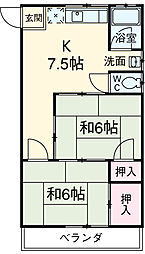 名古屋市営東山線 名古屋駅 バス22分 太平通3丁目下車 徒歩4分の賃貸マンション 5階2DKの間取り