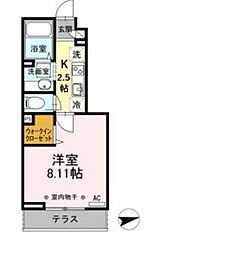 東武伊勢崎線 梅島駅 徒歩4分の賃貸アパート 1階1Kの間取り