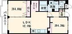 西武池袋線 桜台駅 徒歩9分の賃貸マンション 2階2LDKの間取り