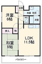 サンパレス 2LDKの間取図画像
