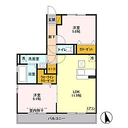 スマイルコート6番館 2LDKの間取図画像