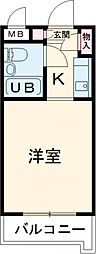スカイコート洗足池 2階ワンルームの間取り