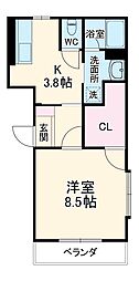 マンション葵 1Kの間取図画像