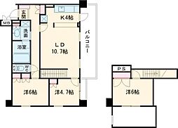 東急田園都市線 桜新町駅 徒歩14分の賃貸マンション 1階3LDKの間取り