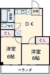 ハイツ田戸 2DKの間取図画像
