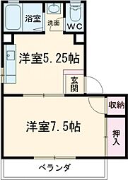 グリーンファーム高崎A 1Kの間取図画像