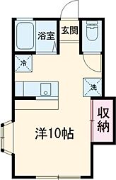 JR中央線 武蔵小金井駅 徒歩11分の賃貸アパート 1階ワンルームの間取り