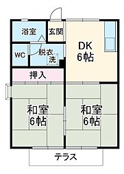 フェアリーハウス二本木 1階2DKの間取り