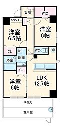 京成松戸線 高根公団駅 徒歩3分の賃貸マンション 1階3LDKの間取り