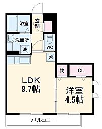 東武伊勢崎線 獨協大学前駅 徒歩15分の賃貸アパート 2階1LDKの間取り