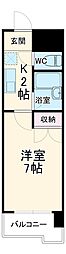 クレールたつた 1Kの間取図画像