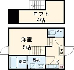 アレグリア 2階ワンルームの間取り