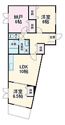 JR横浜線 相原駅 徒歩14分の賃貸マンション 2階3LDKの間取り