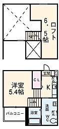 近鉄名古屋線 烏森駅 徒歩10分の賃貸アパート 2階1Kの間取り