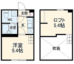 レイズ橋本 2階1Kの間取り
