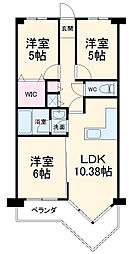 エンゼルパレス 3階2LDKの間取り
