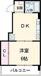 日宝コートヒルズ洋光台 3階1DKの間取り