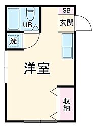 ヒルサイドプリンセス 3階ワンルームの間取り