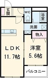 名鉄豊田線 日進駅 徒歩26分の賃貸マンション 1階1LDKの間取り