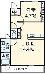 JR東海道本線 愛野駅 徒歩5分の賃貸マンション 1階1LDKの間取り