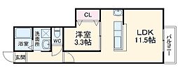 名古屋市営桜通線 瑞穂区役所駅 徒歩3分の賃貸アパート 2階1LDKの間取り