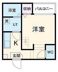 ディアコート鶴里 2階1Kの間取り