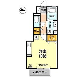 ヴィラ小山　Ａ 1階ワンルームの間取り