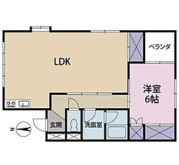 コーポ飛鳥Ｂ 2階1LDKの間取り