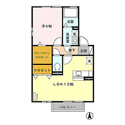 シンセリティB 1LDKの間取図画像