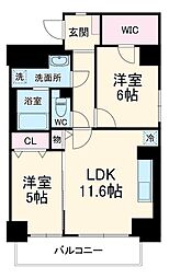 名古屋市営鶴舞線 鶴舞駅 徒歩4分の賃貸マンション 7階2LDKの間取り