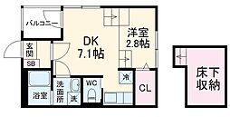 ハーモニーテラス山田西町 1階1DKの間取り