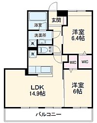 JR山陰本線 嵯峨嵐山駅 徒歩6分の賃貸アパート 3階2LDKの間取り