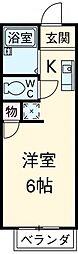 レジデンスシーザー 1Kの間取図画像