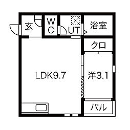 エステート西高蔵 1階1LDKの間取り