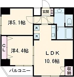 東武東上線 大山駅 徒歩2分の賃貸マンション 3階2LDKの間取り
