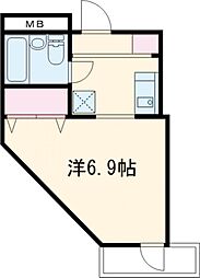 シャイン91 5階1Kの間取り