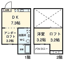 La　vita 1階1DKの間取り