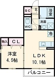 つくばエクスプレス つくば駅 3.3kmの賃貸アパート 2階1LDKの間取り