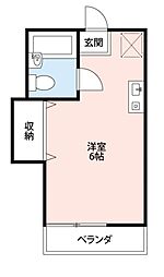 宝英ハイム ワンルームの間取図画像