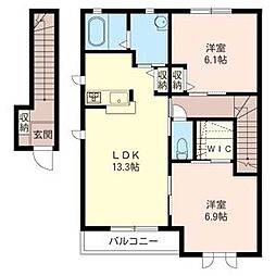 オハナ 2階2LDKの間取り