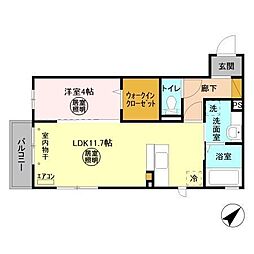 パークドオートム　Ａ 3階1LDKの間取り