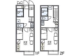 レオパレスエクセレント 1Kの間取図画像