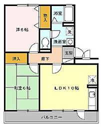 ピュアロータス 2階2LDKの間取り