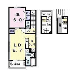 名古屋市営鶴舞線 庄内通駅 徒歩15分の賃貸アパート 3階1LDKの間取り