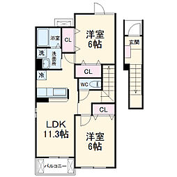 サンリットハウス1 2LDKの間取図画像