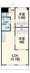 名鉄広見線 明智駅 徒歩3分の賃貸アパート 2階2LDKの間取り