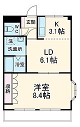 名古屋市営鶴舞線 浄心駅 徒歩7分の賃貸マンション 2階1LDKの間取り