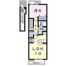 京王線 聖蹟桜ヶ丘駅 徒歩3分の賃貸アパート 2階1LDKの間取り
