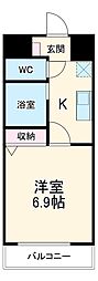 名古屋市営名港線 六番町駅 徒歩10分の賃貸マンション 4階1Kの間取り